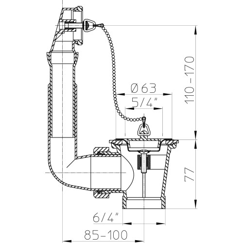 Drain 5/4" with overflow and connecting thread 6/4 Drain 5/4" with overflow and connecting thread 6/4